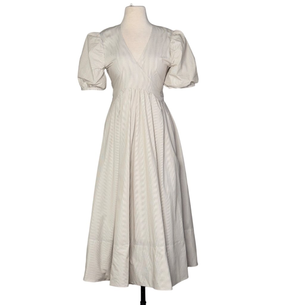 Birgitte Herskind Desert Stribe $388 Lola Open Back Wrap Midi Dress Sz 38/M New!